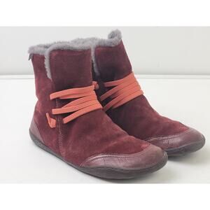 Camper Peu Red Suede Ankle Boots Women's Sz 36 US 5.5